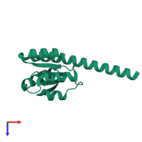 PDB entry 1qkk coloured by chain, top view.