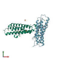 PDB entry 1qkr coloured by chain, front view.