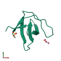 PDB entry 1qkw coloured by chain, front view.