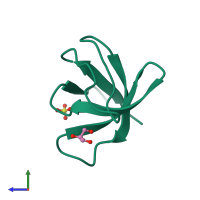 PDB entry 1qkw coloured by chain, side view.