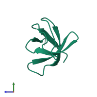 PDB entry 1qkx coloured by chain, side view.