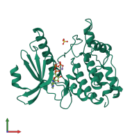 PDB entry 1ql6 coloured by chain, front view.