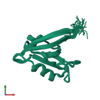 PDB entry 1qlc coloured by chain, ensemble of 20 models, front view.