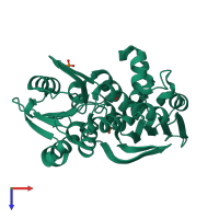 PDB entry 1qlm coloured by chain, top view.