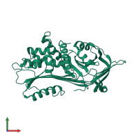 PDB entry 1qlp coloured by chain, front view.