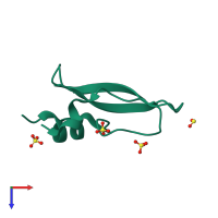 PDB entry 1qlq coloured by chain, top view.