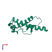 PDB entry 1qm0 coloured by chain, top view.