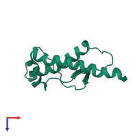PDB entry 1qm2 coloured by chain, top view.