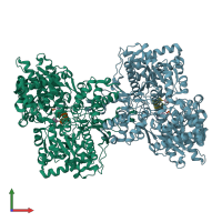PDB entry 1qm5 coloured by chain, front view.