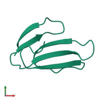 PDB entry 1qm7 coloured by chain, front view.