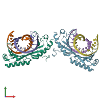 PDB entry 1qn8 coloured by chain, front view.