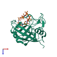 Hetero dimeric assembly 1 of PDB entry 1qng coloured by chemically distinct molecules, top view.