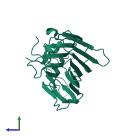 PDB entry 1qny coloured by chain, side view.