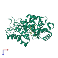 PDB entry 1qo4 coloured by chain, top view.