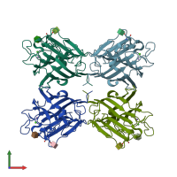 PDB entry 1qoo coloured by chain, front view.