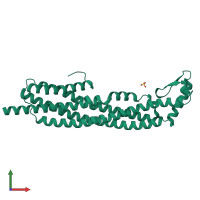 PDB entry 1qoy coloured by chain, front view.