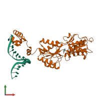 PDB entry 1qp0 coloured by chain, front view.
