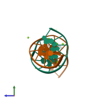 PDB entry 1qp5 coloured by chain, side view.