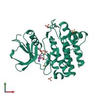 Monomeric assembly 1 of PDB entry 1qpc coloured by chemically distinct molecules, front view.