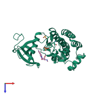 PDB entry 1qpd coloured by chain, top view.