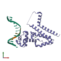 PDB entry 1qpi coloured by chain, front view.