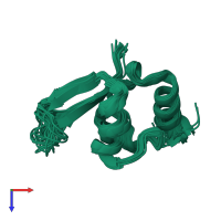 PDB entry 1qpm coloured by chain, ensemble of 26 models, top view.