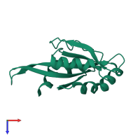 PDB entry 1qpv coloured by chain, top view.