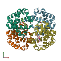 PDB entry 1qpw coloured by chain, front view.