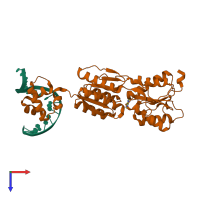 PDB entry 1qpz coloured by chain, top view.