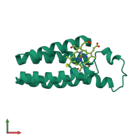 PDB entry 1qq3 coloured by chain, front view.