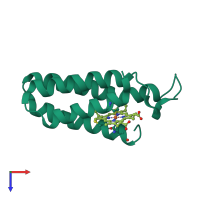 PDB entry 1qq3 coloured by chain, top view.