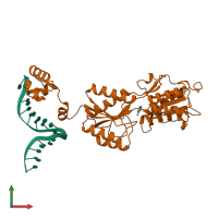 PDB entry 1qqa coloured by chain, front view.