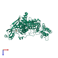 PDB entry 1qqc coloured by chain, top view.