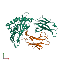 PDB entry 1qqd coloured by chain, front view.