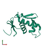 PDB entry 1qqi coloured by chain, front view.