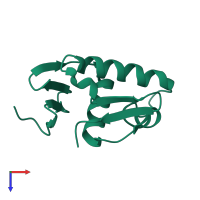 PDB entry 1qqi coloured by chain, top view.