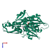 PDB entry 1qqm coloured by chain, top view.