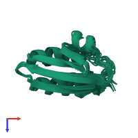 PDB entry 1qr5 coloured by chain, ensemble of 10 models, top view.