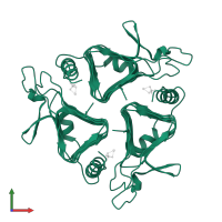 Carbonic anhydrase in PDB entry 1qrf, assembly 1, front view.