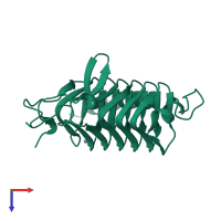 PDB entry 1qrg coloured by chain, top view.