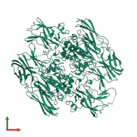 Homo dimeric assembly 1 of PDB entry 1qrk coloured by chemically distinct molecules, front view.