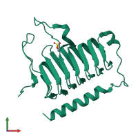 PDB entry 1qrm coloured by chain, front view.