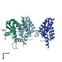 PDB entry 1qs4 coloured by chain, top view.