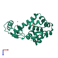 PDB entry 1qsb coloured by chain, top view.