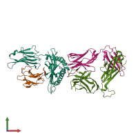 PDB entry 1qse coloured by chain, front view.