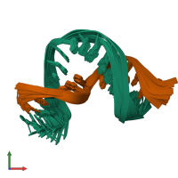 PDB entry 1qsk coloured by chain, ensemble of 15 models, front view.