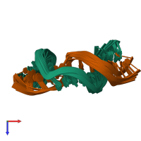 PDB entry 1qsk coloured by chain, ensemble of 15 models, top view.