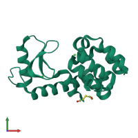 PDB entry 1qsq coloured by chain, front view.