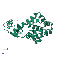 PDB entry 1qsq coloured by chain, top view.