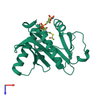 PDB entry 1qsr coloured by chain, top view.